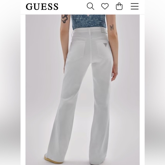 NWOT GUESS HIGH WAISTED WIDE LEG BOOT CUT WHITE JEANS SZ 23 - Picture 5 of 7